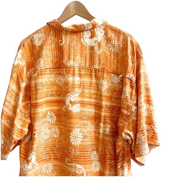 Tommy Bahama 100% Silk Shirt Dragons Asian Print Size Large Cabana - Picture 3 of 10